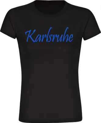 Produktbild von multifanshop Damen T-Shirt - Karlsruhe - Schriftzug, schwarz, Größe S