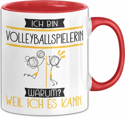 Produktbild von Volleyballspielerin Tasse Geschenk Ich Bin Volleyballspielerin Warum Weil Ich Es Kann Geschenkidee Geburtstag (Rot)
