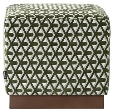 Image de Tabouret Puff Tabouret de pied Vert et blanc Tabouret rembourré Tissu Assise