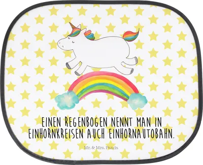 Produktbild von Mr. & Mrs. Panda Sonnenschutz Auto Einhorn Regenbogen - Weiß - Geschenk, Pkw, Erwachsenwerden, Sonnenblende, Unicorn, Glitzer, Fenster, Einhornpower, saugnapf