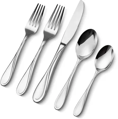 Productafbeelding van Unyqoos® Bestekset, 30-delig voor 6 personen – Roestvrij staal 18/10, modern-elegant design, vaatwasmachinebestendig, inclusief messen, vorken en lepels