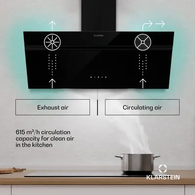 Zdjęcie produktu dla KlarsteinAlina okap kuchenny, klasa energetyczna A, dotykowy, oświetlenie LED, wyciąg/pochłaniacz, 615 m³/h