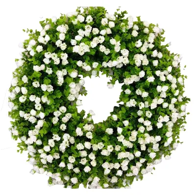 Imagen del producto de Omgoods - Guirnalda de flores artificiales decorativas para decoración de puertas (40 x 40 cm)