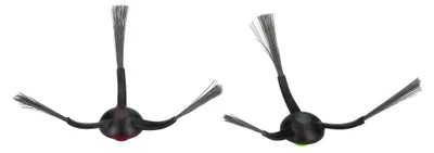 Two robotic vacuum cleaner side brushes against a white background.