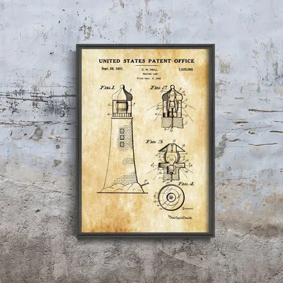 Produktbild von Poster - Canvas - Leinwand - 42 cm x 59,4 cm - Leuchtturm Neill US-Patent