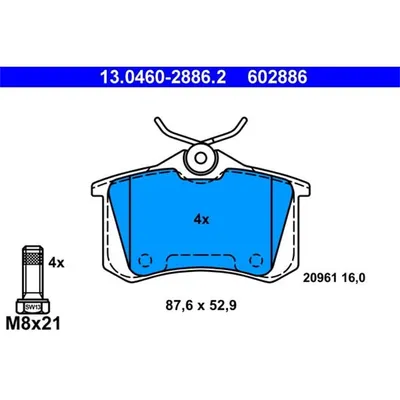 Produktbild von Ate Bremsbelagsatz, Scheibenbremse  13.0460-2886.2