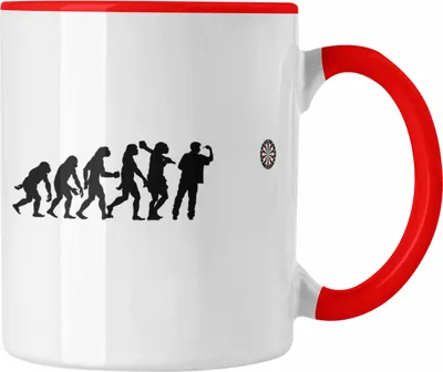 Produktbild von Trendation - Dart Tasse Dartpfeil Evolution Spruch Männer Dart-Spieler Geschenkidee (Rot)