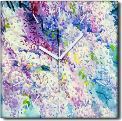 Produktbild von Coloray Uhr auf Leinwand 30x30 cm Wand Uhr Dekoration Wohnzimmer Segeltuch weiße Zeiger -Blumenkunstkunst
