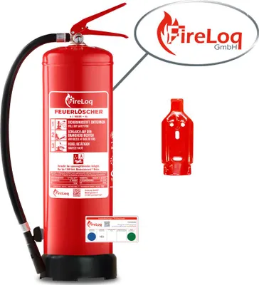 Produktbild von FireLoq 6L Wasser Feuerlöscher für Brandklasse A mit 8A ergibt 2LE Dauerdruck inkl. Prüfnachweis,Wandhalter und Manomete