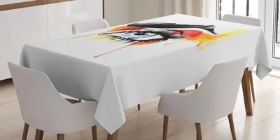 Obrázek produktu pro ABAKUHAUS Ubrus s motivem obočí, malba kapající barvy, 140 x 170 cm, bílý a vícebarevný