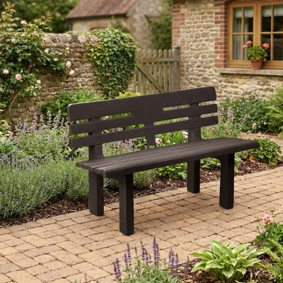 Produktbild von Außenbank Daltobel, Monoblock-Gartenbank, Außenbank, 100 % Italy, 110 x 52 x 71 cm, Anthrazit