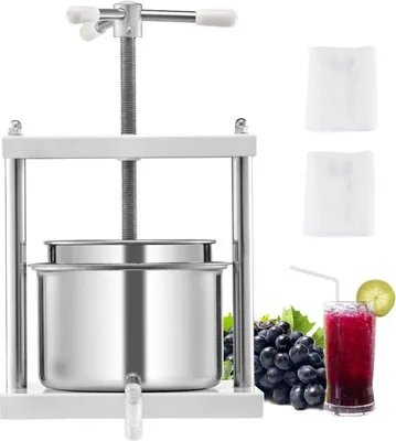 Produktbild von Manuelle Obstweinpresse 5L - Edelstahl Obstmühle für Weinherstellung - Handbetriebene Presse für Obstwein