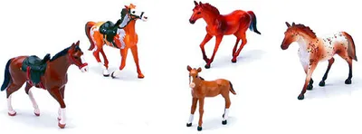 Produktbild von Lot von 4 Pferden und 1 Fohlen, NEW05593B, Maßstab1/32, NEWRAY