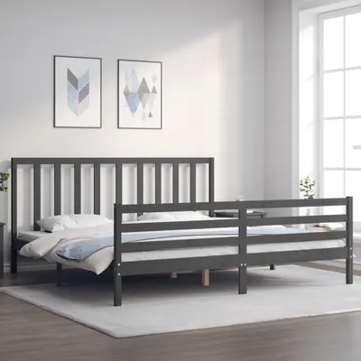 Produktbild von Massivholzbett mit Kopfteil Grau 200x200 cm , Klassische Betten Design 2024