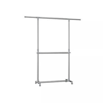 Produktbild von In And OutdoorMatch Kleiderständer Industrial Greg - Auf Rollen - Metall - Kleiderschrank - Kleiderschrank-Organizer - Schlafzimmer - Silber - 163x49x198cm