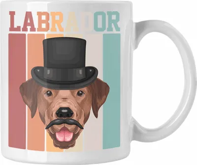 Produktbild von Trendation - Labrador Besitzer Tasse Geschenk Lustiger Spruch Geschenkidee Retro Vinatge Labrador (Weiß)