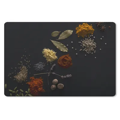 Produktbild von MuchoWow® Schreibtischunterlage Kräuter - Schwarz - Gewürze - Küche - Kochen 60x40 cm - XXL Mauspad - Großes Mauspad