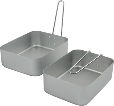 Imagen del producto de Juego de utensilios de cocina para camping, de aluminio, con capacidad de 0,9 y 1,5 litros, con asas plegables, ideal para actividades al aire libre