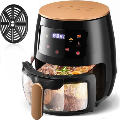 Produktbild von Airfryer - Heißluftfritteuse 6 l - Sichtfenster - Timer 60 Minuten - Leistung 1400 W - Antihaft-Korb - Spülmaschinenfest - EU-Stecker 220–240 V