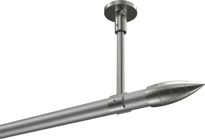 Produktbild von Interdeco Gardinenstange / Vorhangstange Silbergrau / Edelstahl-Optik, Typ Sonette Samanto (Rillenpatrone) ohne Ringe, Deckenmontage, 20 mm Ø 1-läufig, 100 cm