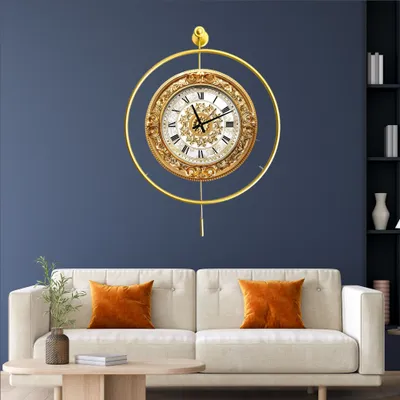 Produktbild von Opviq, Mclock-00125, Dekorative Metall-Wanduhr, Gold, 100 % METALL, 58 x 7 x 65 cm