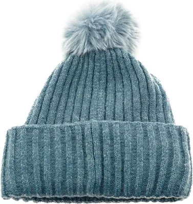 Produktbild von Bommelmütze mit Innenfutter Strickmütze zum Warmhalten im Herbst und Winter Blau