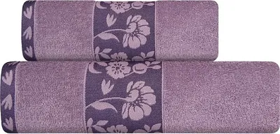 Produktbild von Handtuch, Baumwollhandtuch mit Blumenmuster Flora 70x140 Hellviolett