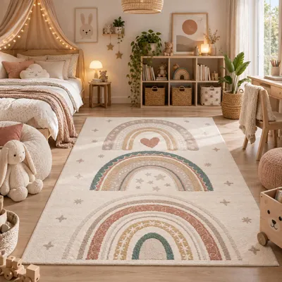 Immagine prodotto di Tappeto per bambini Kinder Happy Kids, motivo: arcobaleno, dimensioni: 200x290 cm