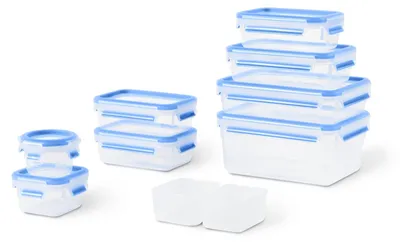 Produktbild von EMSA Clip & Close 9er Set, N10317, Set, Rechteckig, 6,2 l, Blau, Transparent, 150 ml, 200 ml