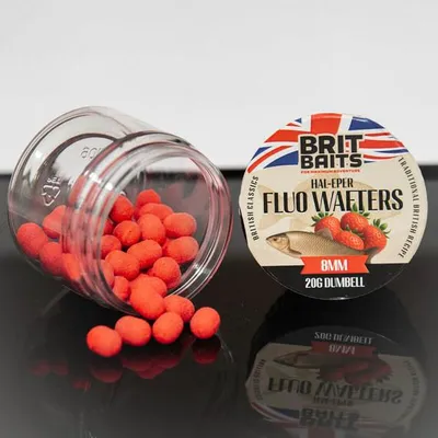 Immagine prodotto di BritBaits Fluo Wafters, forma a "D", aroma fragola, diametro 8 mm