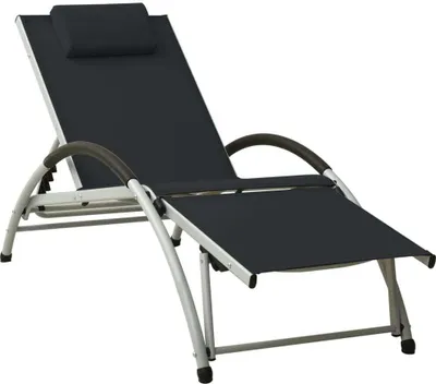 Image de Chaise longue avec oreiller textilène noir