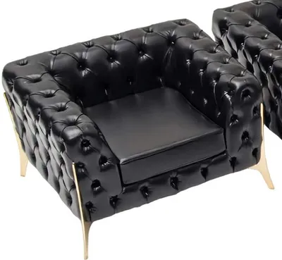 Immagine prodotto di Poltrona relax Chesterfield nera senza tempo Divano imbottito Soggiorno Studio
