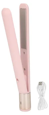 Produktbild von Mini-Glätteisen, 2-in-1-Haarglätter, USB, einstellbare Temperatur, kleiner Lockenwickler, tragbar, für Reisen, für Schlafsäle, Roseate