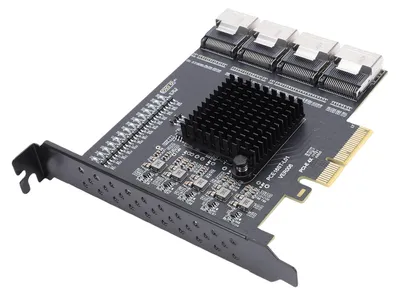 Obrázek produktu pro Adaptér PCIe na 4portový MINI SAS SFF 8087, rozšiřující karta PCIe 3.0 x4, kompatibilní se systémy Windows 10, 11 a 2003