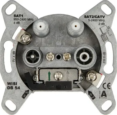 Produktbild von WISI Antennendose Stich 4-Loch Twin DB54 2xSAT,1xTV,1xFM 5-2400MHz 5,5dB