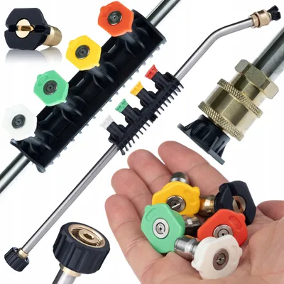 Immagine prodotto di PowerJet M22 Universal 5Q – Lancia da 1/4" + 5 ugelli | Filettatura M22x1,5 | Per Karcher, Bosch e altre idropulitrici M22 | 200 bar | 60 °C