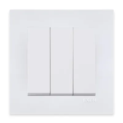 Image de Interrupteur triple, interrupteur encastré, contact blanc + cadre blanc, EXEN