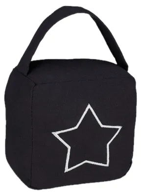 Produktbild von 2x Türstopper Sack, moderner Türsack in Vintage Design, Boden, Stofftürstopper mit Griff, HBT 18,5 x 14 x 10 cm, schwarz
