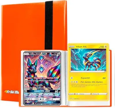 Immagine prodotto di Album per carte collezionabili XXL Jumbo, con capacità di 60 carte Promo GX, VMAX, V o EX originali, 30 pagine per carte Jumbo, raccoglitore con bustine protettive, dimensioni 21,1 x 14,5 cm (giallo)