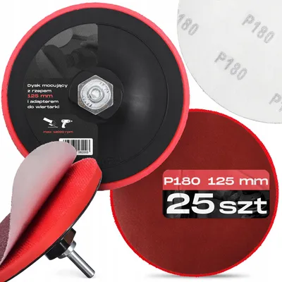 Produktbild von TRCR Schleifscheiben-Set Klett-Schleifteller Bohrmaschinen-Adapter 125mm P180