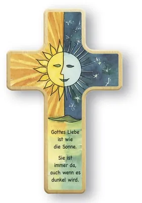 Produktbild von Kinderkreuz Sonne und Mond 18 x 11 cm Buchenholz