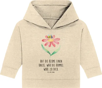 Produktbild von Mr. & Mrs. Panda Organic Baby Hoodie Hummel Blume 12. - 18. Monat - Natural Raw - Geschenk, Natur, Lustige Sprüche, Kapuzenshirt, Kapuzensweatshirt, Hummeln, Biene, Wespe