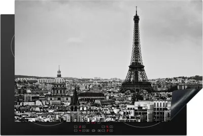 Produktbild von KitchenYeah© Herdabdeckplatte Die Skyline von Paris , 80x52cm, Küche Deko, Glaskeramikkochfeld Herdabdeckung, Abdeckplatte fùr Kochfeld