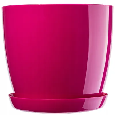 Image de KADAX Pot de fleurs en plastique "Agen", pot avec soucoupe. Pot à plantes, 16 cm, rouge amarante, 1 pièce