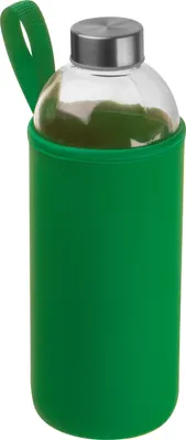 Produktbild von Trinkflasche aus Glas mit Neoprensleeve / 1000ml / Neoprenfarbe: grün