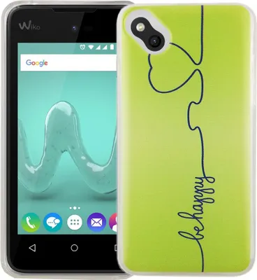 Produktbild von Handy Hülle für Wiko Sunny Cover Case Schutz Tasche Motiv Slim Silikon TPU Be Happy Grün