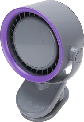 Produktbild von Neigbarer Schreibtischventilator, 100 Geschwindigkeiten, USB-Mini-Desktop, Wandmontage, Clip-On, 4000-mAh-Akku, flügellose, leise Kühlung, Lila, Grau