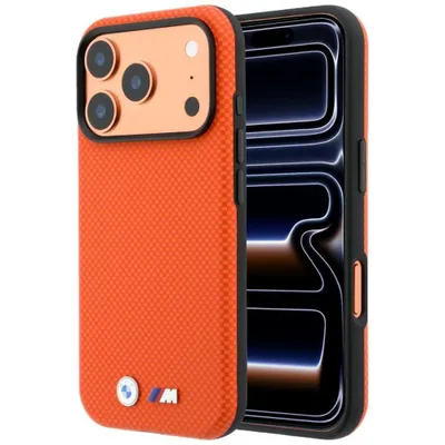 Produktbild von Handyhülle für iPhone 18 Pro / 17 Pro, BMW M Quadrille Polyamid Metal Logo mit MagSafe, Orange