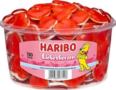 Produktbild von Haribo Liebesherzen, Gummibärchen, 1,2 kg, Mehrfarbig, 1469 kJ, 346 kcal, 78 g