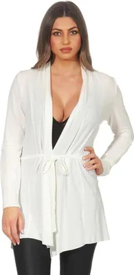 Immagine prodotto di Felpa mantella cardigan poncho con cintura da annodare; Ecru S/M